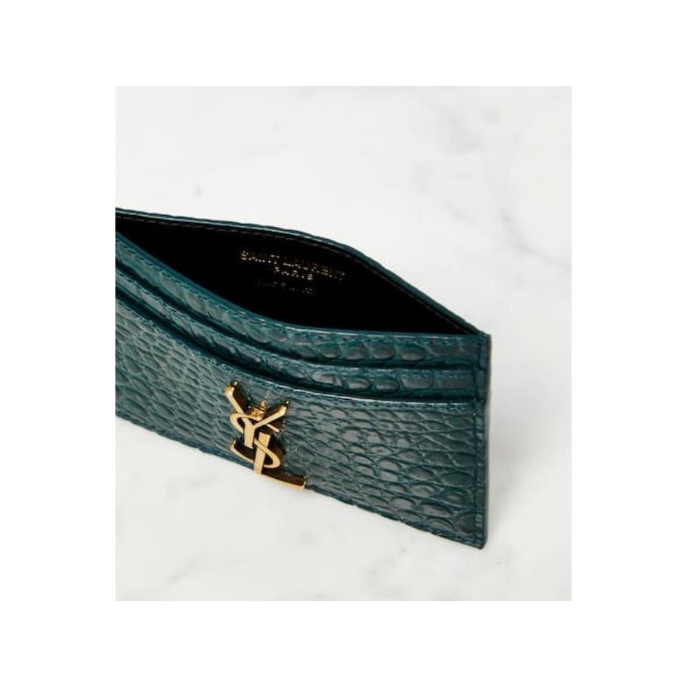 Saint Laurent 651027 BOWT1 MONOGRAM Card holder Green